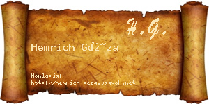 Hemrich Géza névjegykártya