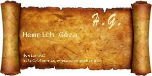 Hemrich Géza névjegykártya